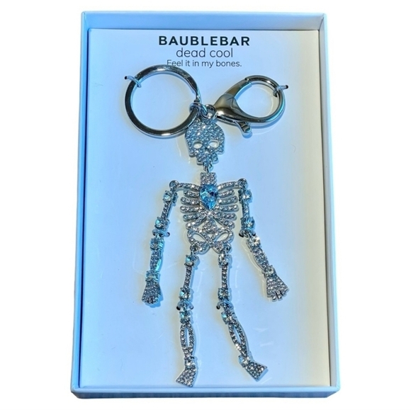 💀🔹️ BaubleBar 🔹️Crystal Skeleton Keychain Bag Charm - Picture 3 of 3